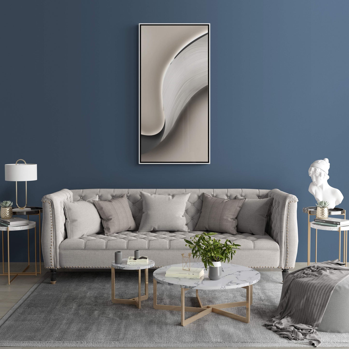 Neutrale abstrakte Wandkunst, gerahmter grauer Leinwanddruck, ruhiger Wohnzimmer-Kunstdruck, zeitgenössische Wandkunst, Geschenk für den Chef