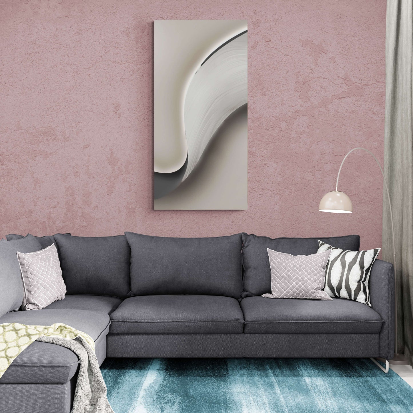 Neutrale abstrakte Wandkunst, gerahmter grauer Leinwanddruck, ruhiger Wohnzimmer-Kunstdruck, zeitgenössische Wandkunst, Geschenk für den Chef