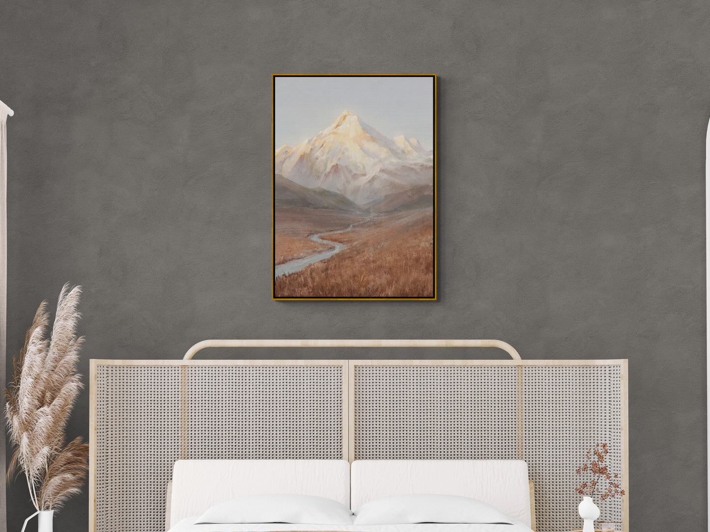 Rocky Mountain Wandkunst, Landschaft Leinwanddruck, Landschaft Wandkunst, gerahmtes Naturkunstwerk, neutrale Wandkunst, schneebedeckte Berge Wandkunst, Geschenk für ihn