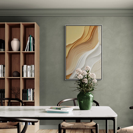 Abstrakte Wandkunst, weißer und beige Wellen Leinwanddruck, modernes zeitgenössisches Kunstwerk, Schlafzimmer Wandkunst, Geschenk für den Chef