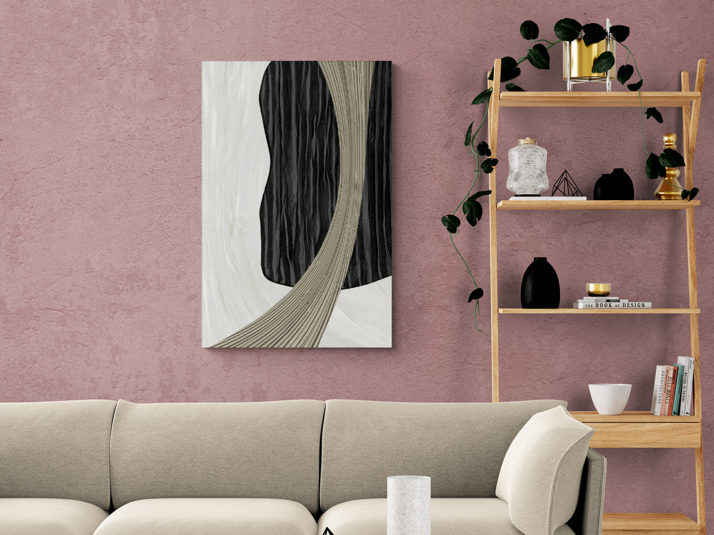 Schwarz-weiße Wandkunst, abstrakter Leinwanddruck, modernes gerahmtes Kunstwerk, große Wandkunst mit weißem Rahmen, Schlafzimmerwandkunst