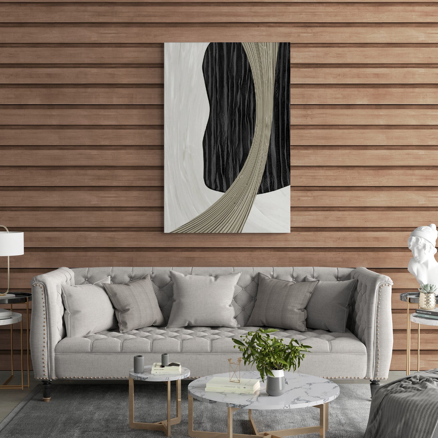 Schwarz-weiße Wandkunst, abstrakter Leinwanddruck, modernes gerahmtes Kunstwerk, große Wandkunst mit weißem Rahmen, Schlafzimmerwandkunst