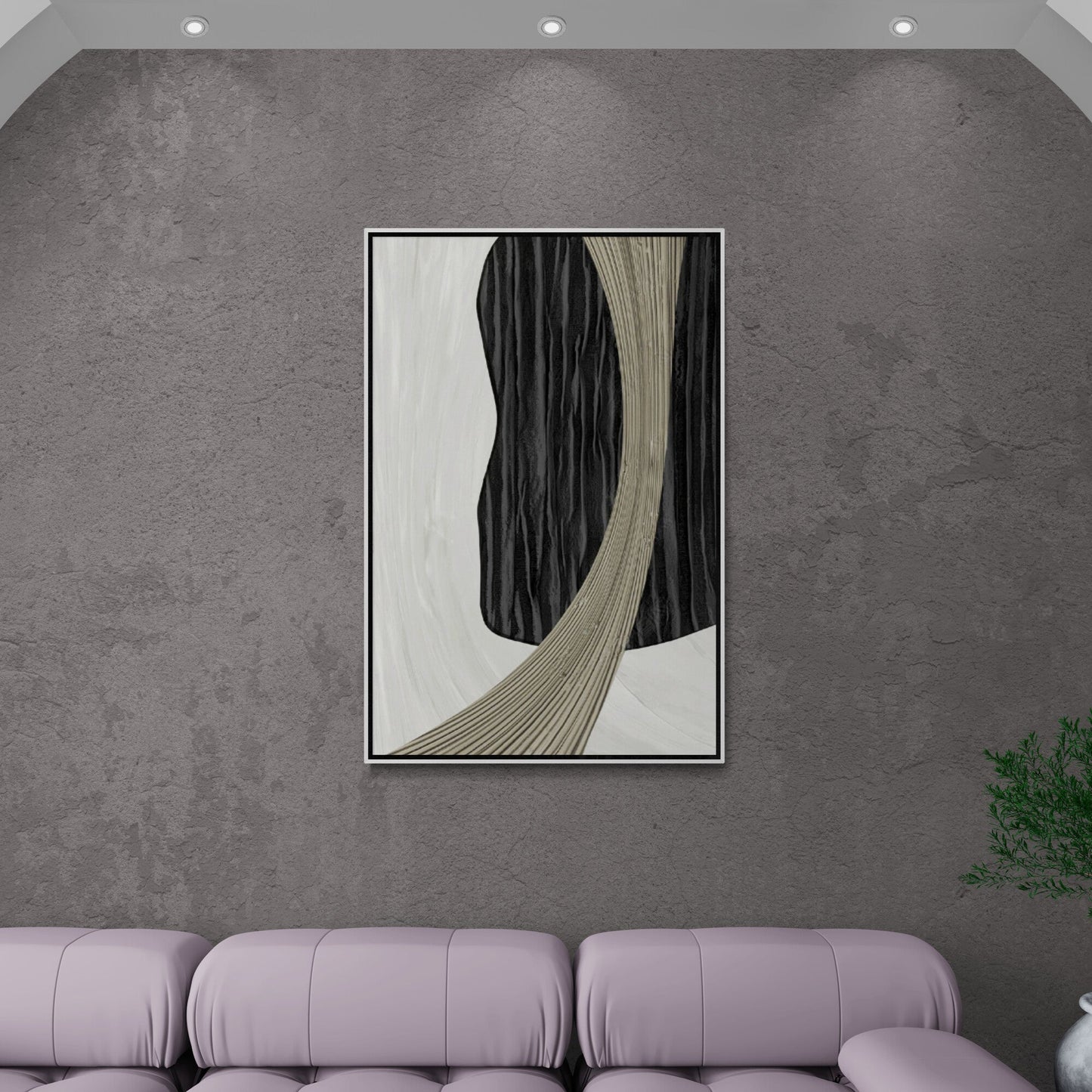 Schwarz-weiße Wandkunst, abstrakter Leinwanddruck, modernes gerahmtes Kunstwerk, große Wandkunst mit weißem Rahmen, Schlafzimmerwandkunst