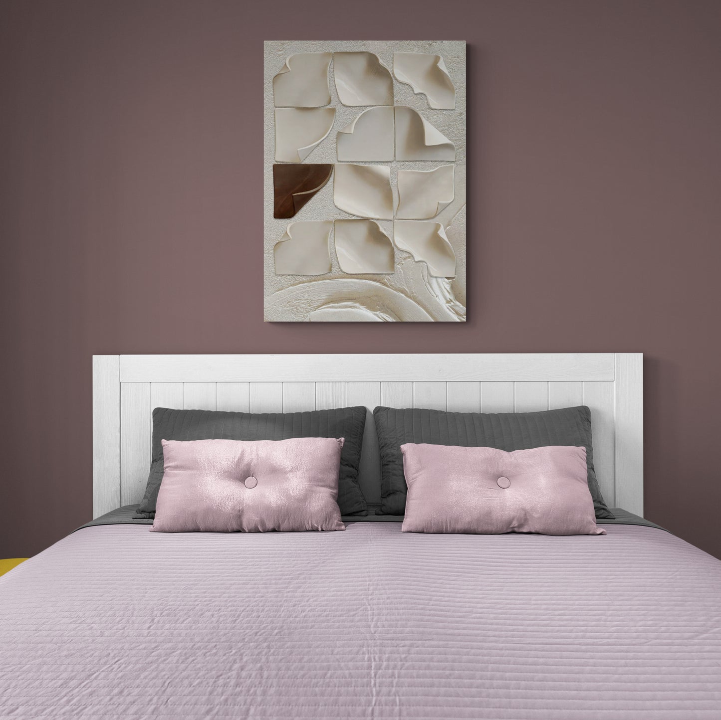 Wandkunst mit 3D-Effekt, abstrakter Leinwanddruck, weißer und brauner Kunstdruck, moderne Schlafzimmer-Wandkunst, Wandkunst über dem Bett, Geschenke für Männer