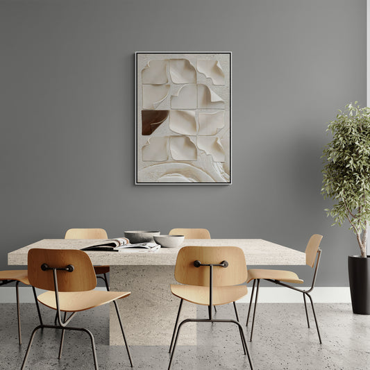 Wandkunst mit 3D-Effekt, abstrakter Leinwanddruck, weißer und brauner Kunstdruck, moderne Schlafzimmer-Wandkunst, Wandkunst über dem Bett, Geschenke für Männer