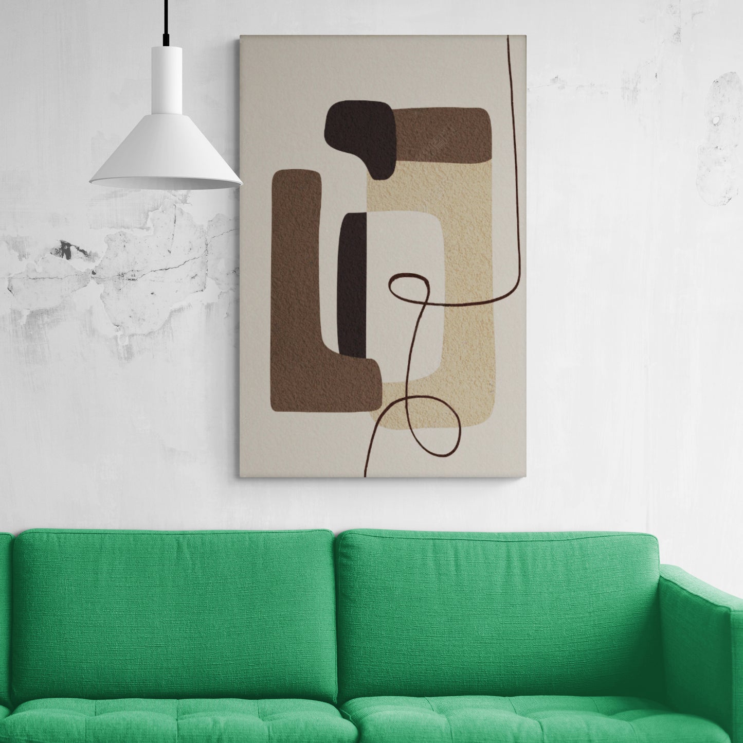 Geometrische Wandkunst, abstrakter Leinwanddruck, gerahmter weißer und brauner Kunstdruck, moderner Leinwanddruck, Wandkunst mit Goldrahmen, Kunstwerk mit weißem Rahmen, Geschenk für ihn