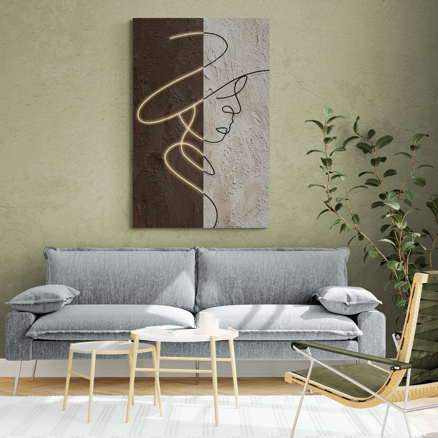 Moderne einzeilige Wandkunst, Frauenportrait auf Leinwand, druckbare gerahmte Wandkunst, stilvoller Leinwanddruck, Geschenk für sie, Wohnzimmer Wandkunst