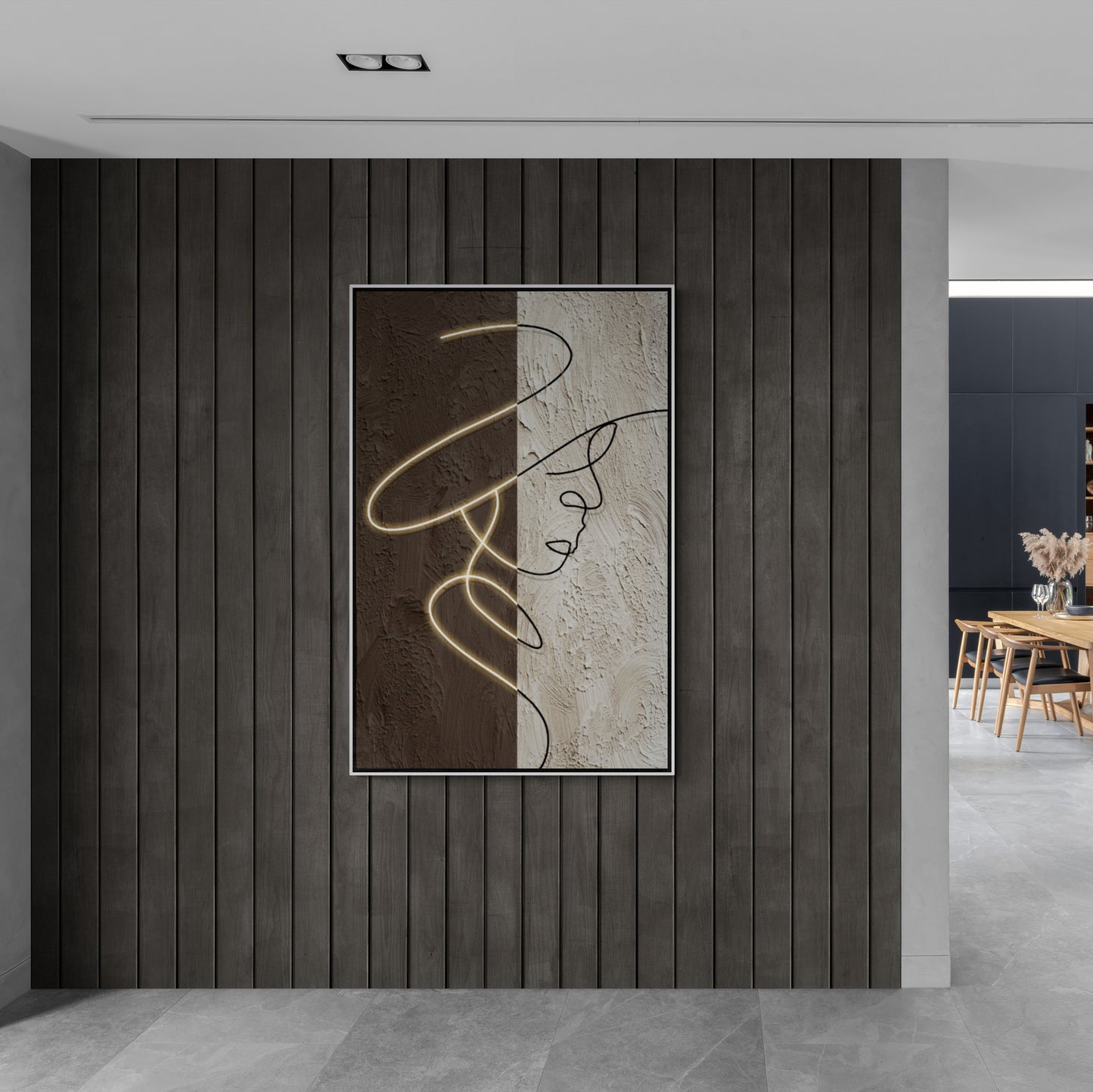 Moderne einzeilige Wandkunst, Frauenportrait auf Leinwand, druckbare gerahmte Wandkunst, stilvoller Leinwanddruck, Geschenk für sie, Wohnzimmer Wandkunst