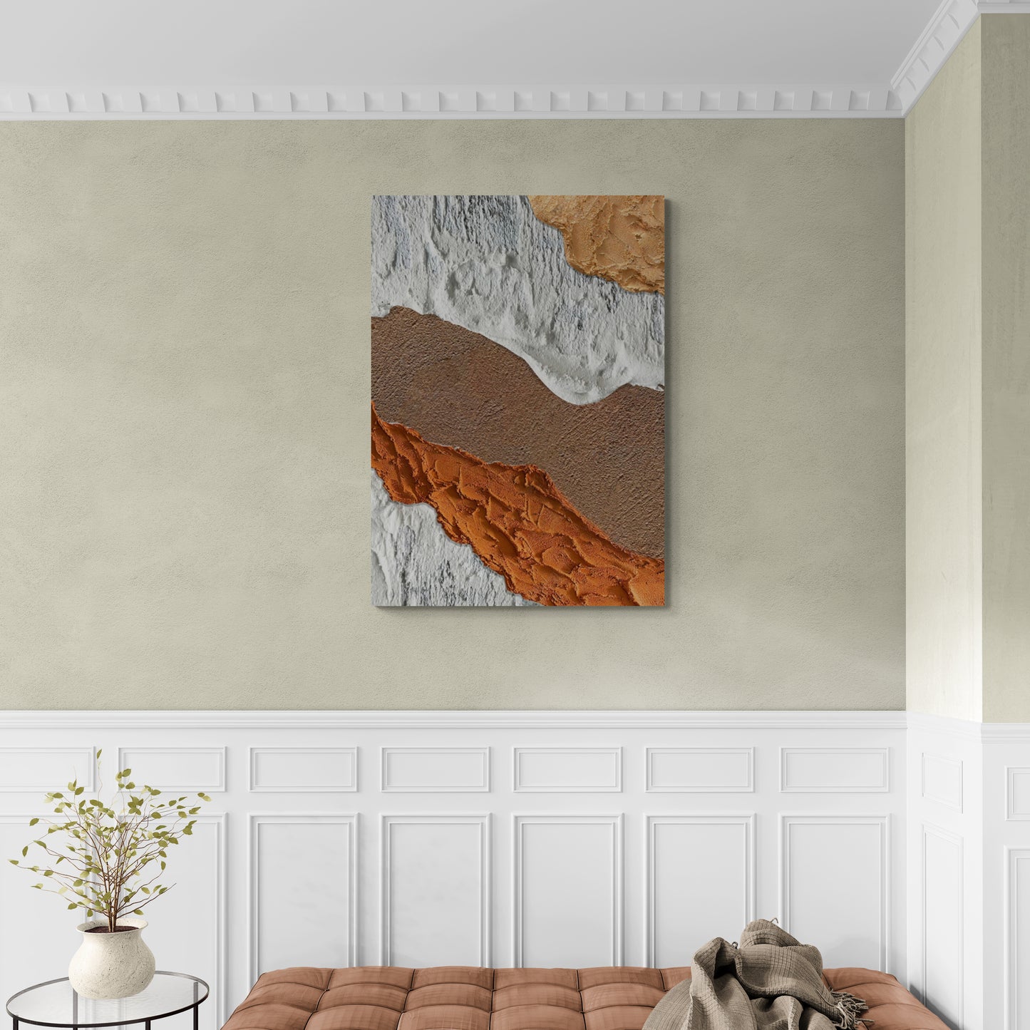 Abstrakte orange Wandkunst, gerahmter Leinwanddruck, zeitgenössische Wandkunst, Kunstwerk über dem Bett, Geburtstagsgeschenk, Wohnzimmerwandkunst