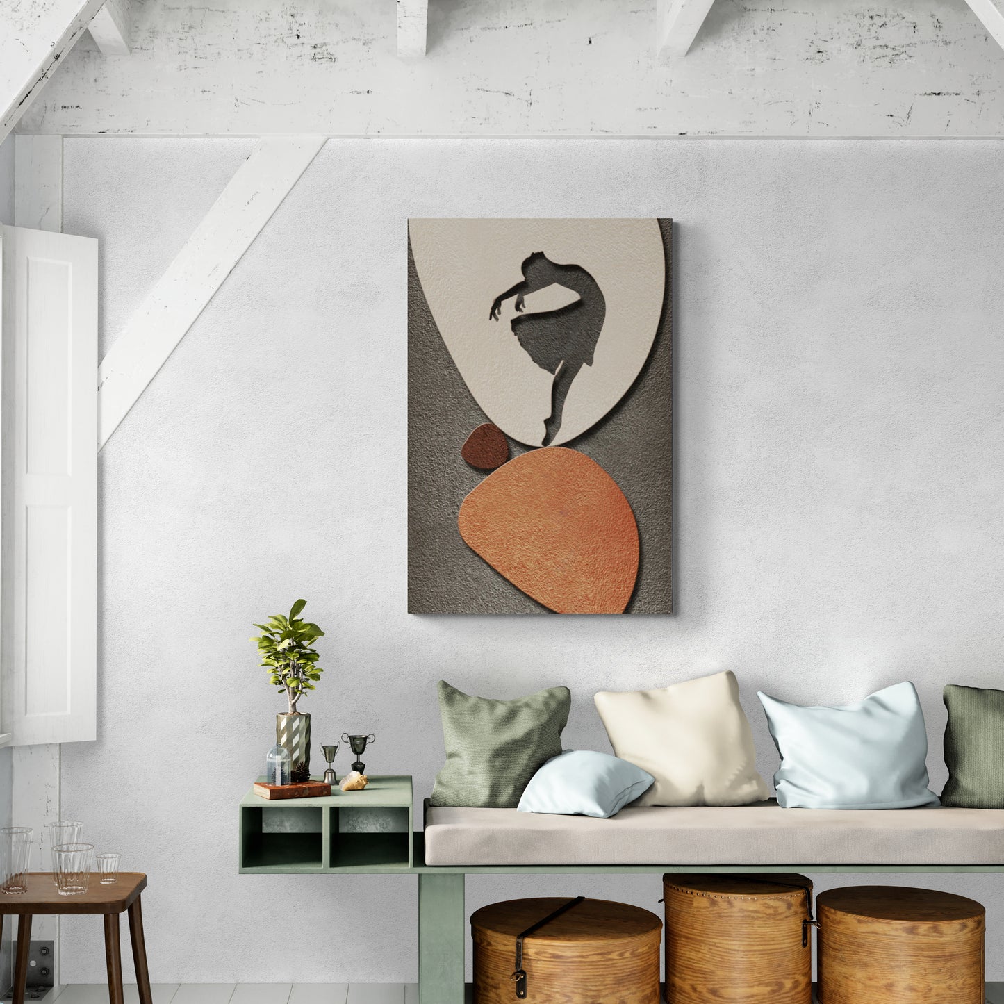 Tanzendes Mädchen Wandkunst, abstrakter Leinwanddruck, moderne gerahmte Wandkunst, druckbares Kunstwerk, 3D-Effekt-Kunstdruck, zeitgenössische Wandkunst, Geschenk für sie, Wohnheim-Wandkunst