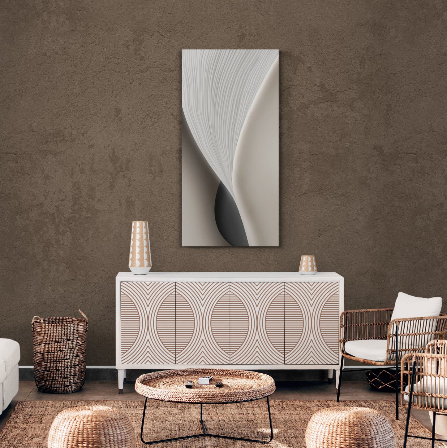 Abstrakte Wandkunst, großer gerahmter Leinwanddruck, grau-weißer Kunstdruck, Geschenk für ihn, moderne Bürowandkunst