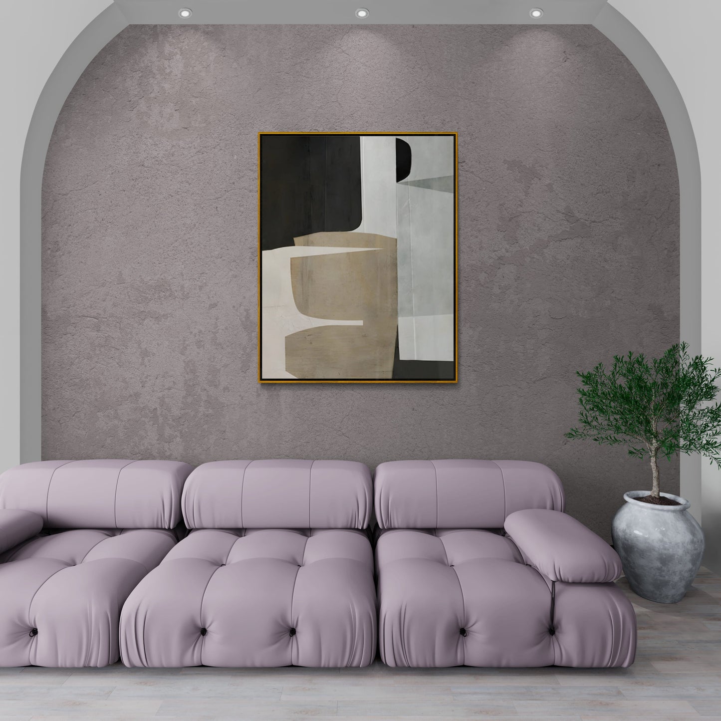 Geometrische Wandkunst, abstrakter Leinwanddruck, gerahmtes zeitgenössisches Kunstwerk, großes Wanddekor, Wandkunst über dem Bett, Wandkunst im Wohnzimmer