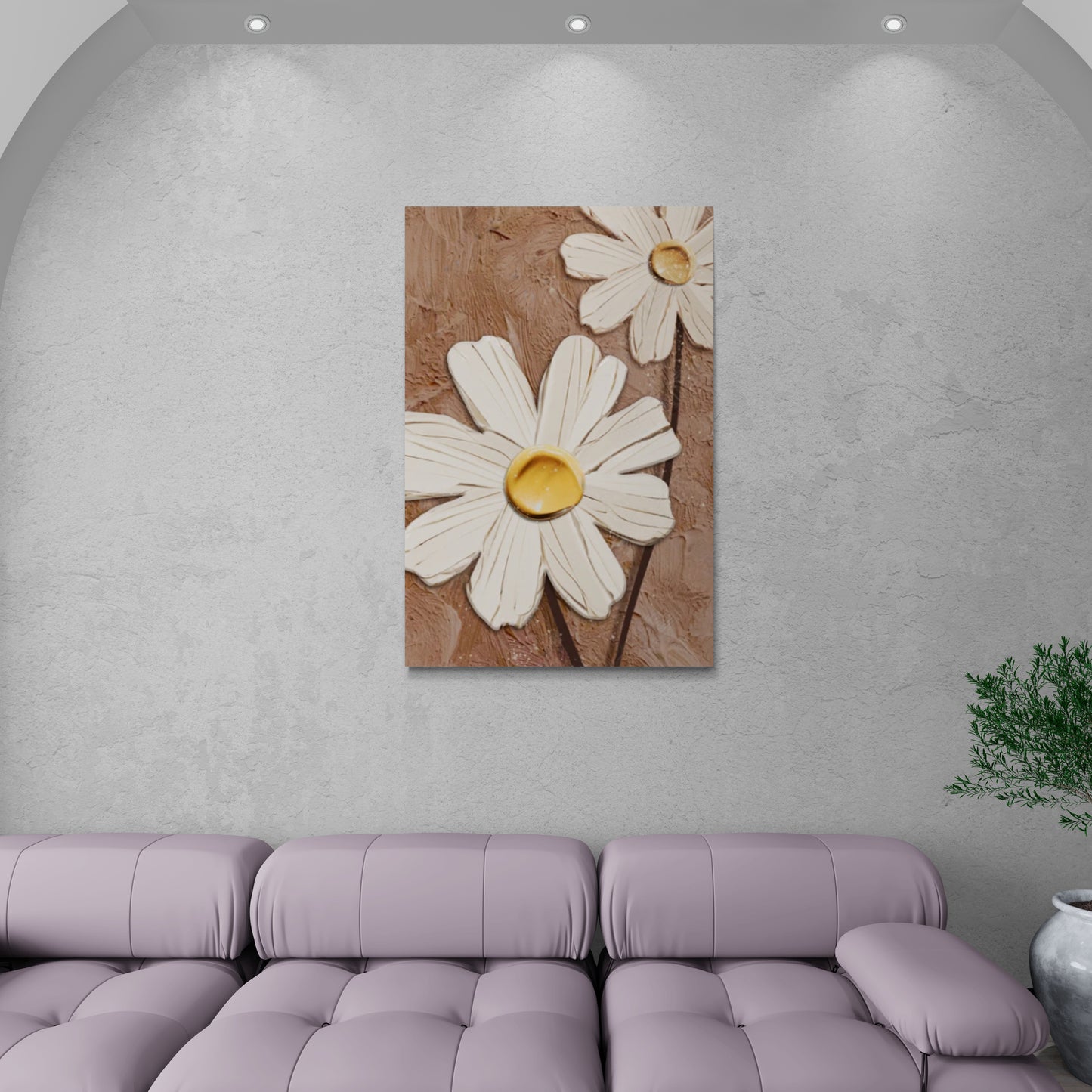 Kamille Wandkunst, Gänseblümchen Leinwanddruck, gerahmtes Blumenbild, weiße Blumen Wandkunst, botanischer Leinwanddruck, Geschenk für Frau, Schlafzimmer Wandkunst