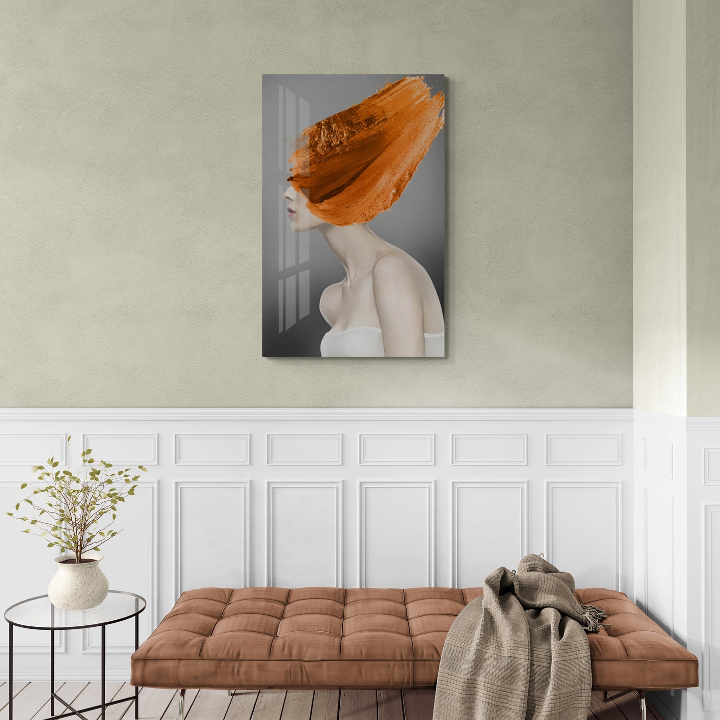 Moderne gerahmte Wandkunst, Mode-Kunstdruck, Frauenportrait auf Leinwand, stilvolle Wandkunst über dem Bett, Geschenk für Sie