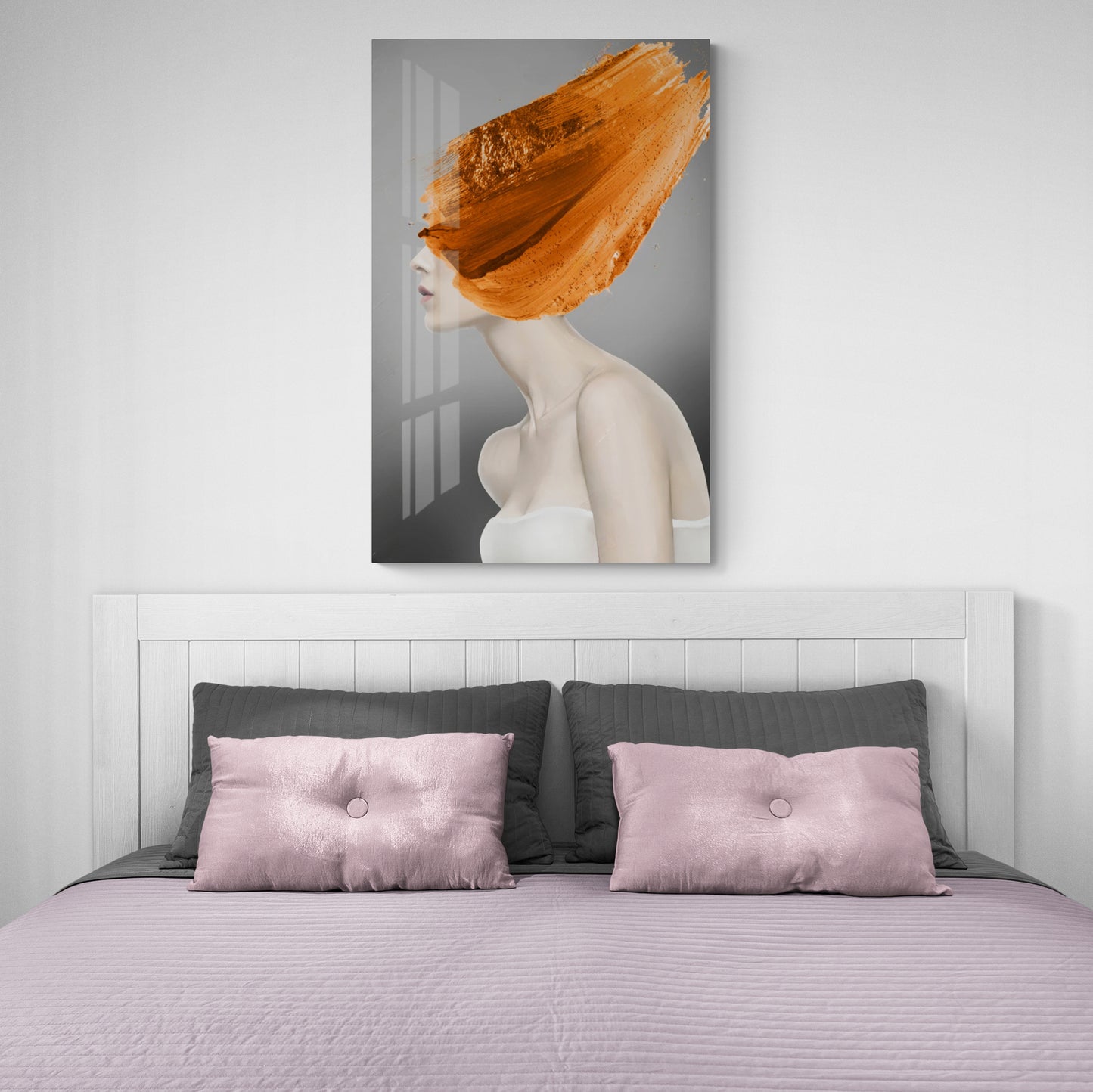 Moderne gerahmte Wandkunst, Mode-Kunstdruck, Frauenportrait auf Leinwand, stilvolle Wandkunst über dem Bett, Geschenk für Sie