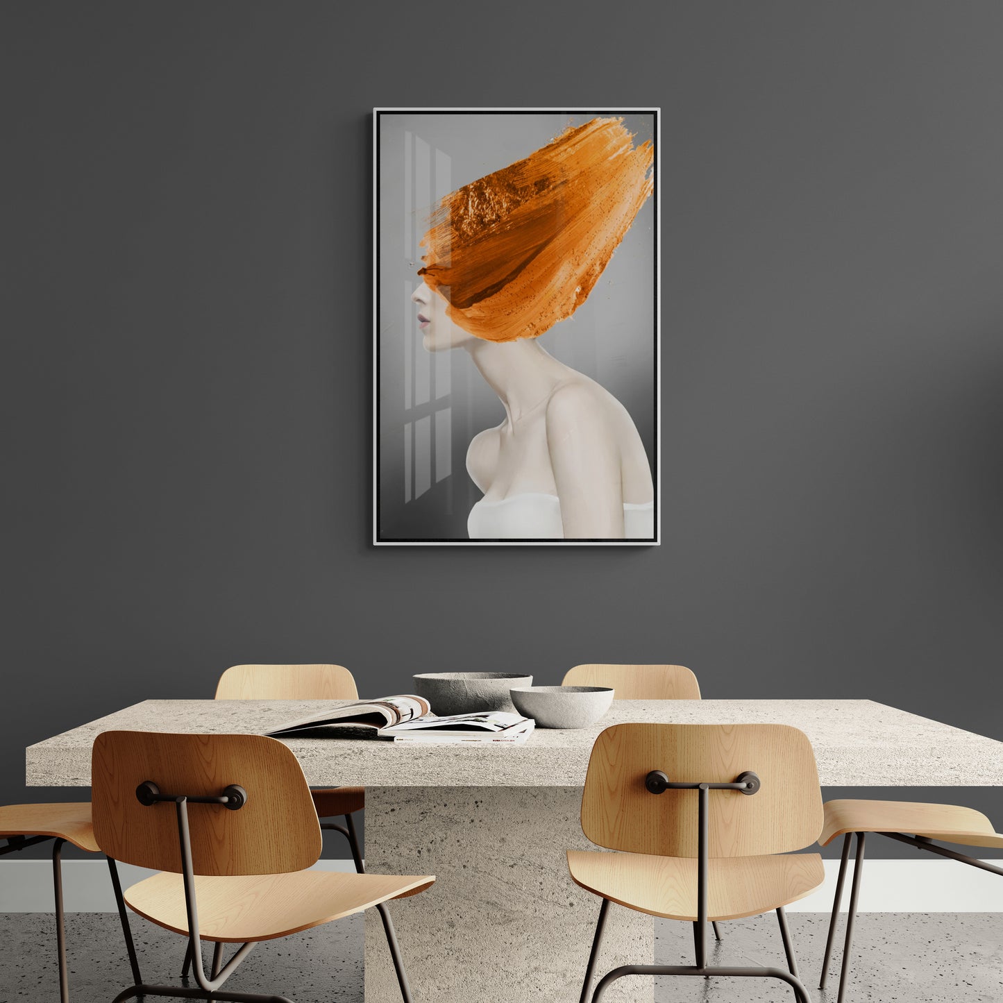 Moderne gerahmte Wandkunst, Mode-Kunstdruck, Frauenportrait auf Leinwand, stilvolle Wandkunst über dem Bett, Geschenk für Sie