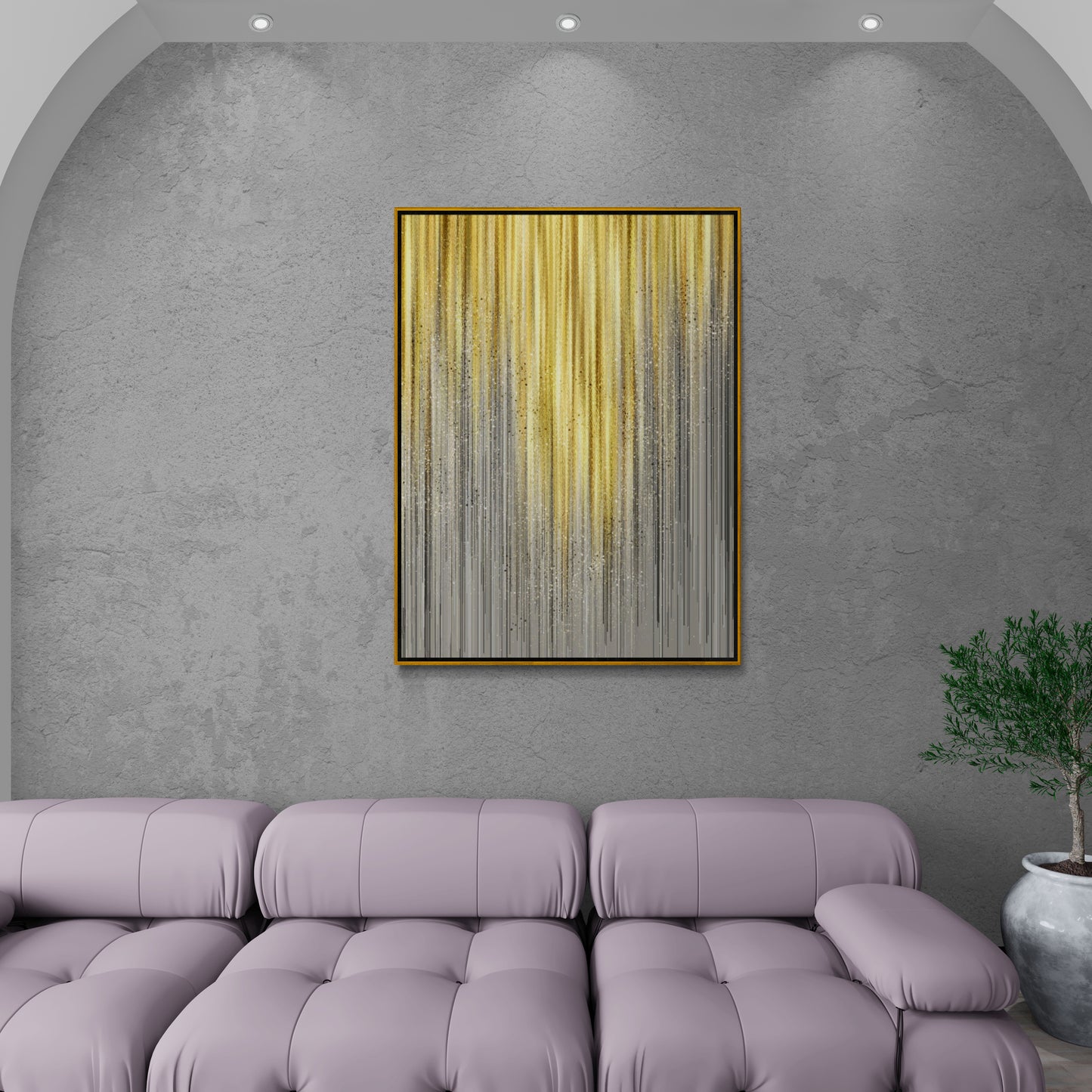 Abstrakte graue und gelbe Wandkunst, gerahmter Leinwanddruck, moderner Leinwanddruck, Wandkunst über dem Bett, Geschenk für ihn, Akzent-Wandkunst