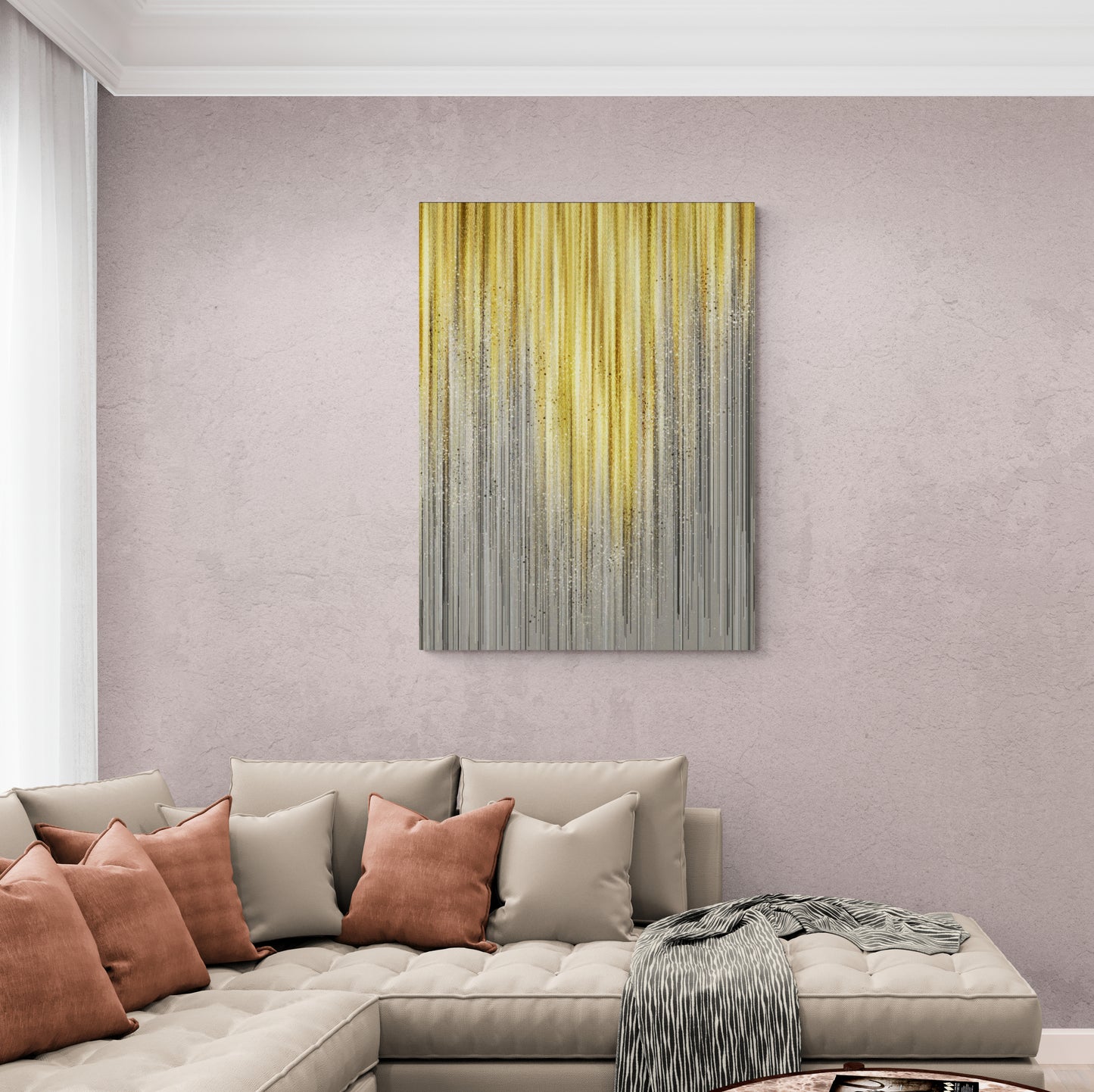 Abstrakte graue und gelbe Wandkunst, gerahmter Leinwanddruck, moderner Leinwanddruck, Wandkunst über dem Bett, Geschenk für ihn, Akzent-Wandkunst