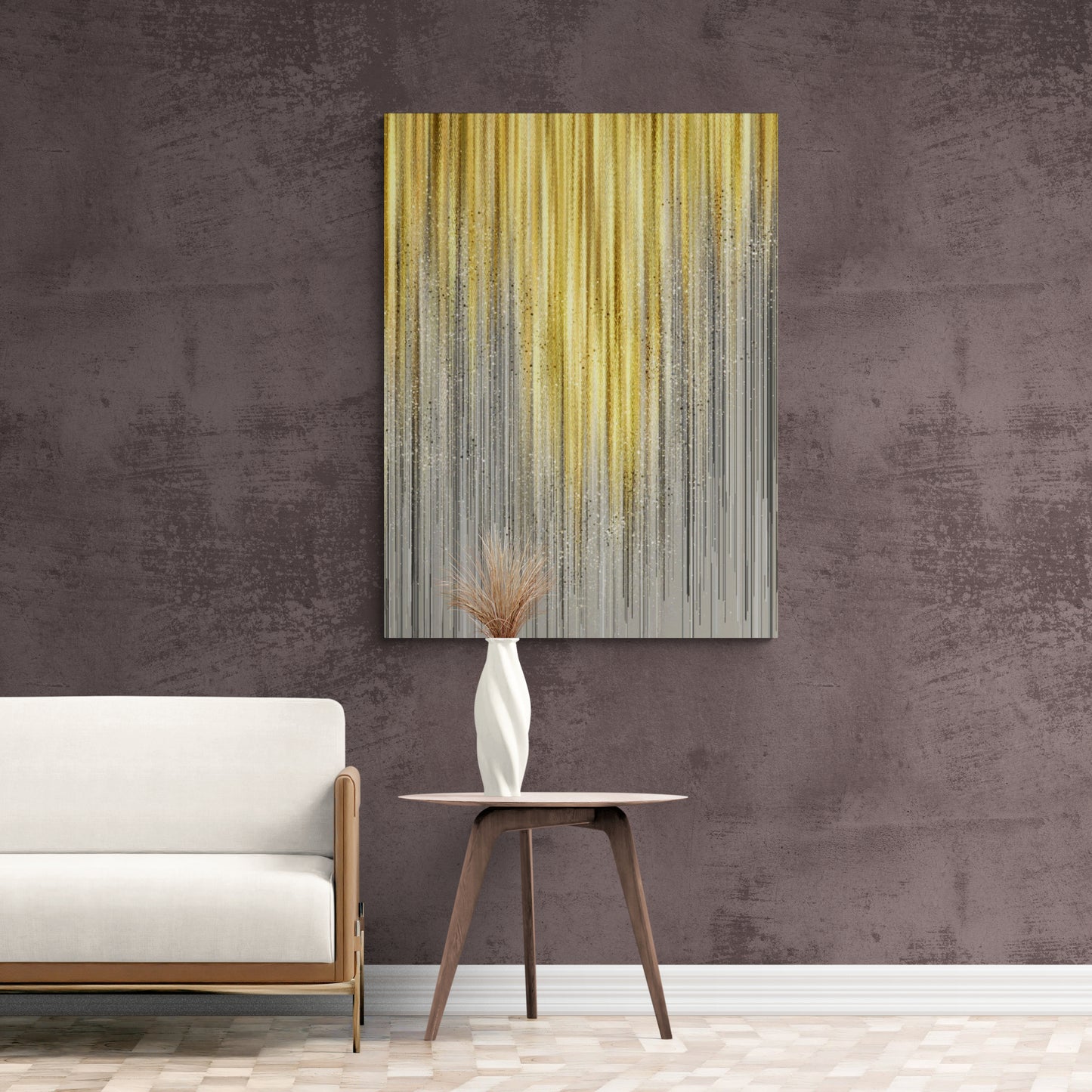 Abstrakte graue und gelbe Wandkunst, gerahmter Leinwanddruck, moderner Leinwanddruck, Wandkunst über dem Bett, Geschenk für ihn, Akzent-Wandkunst