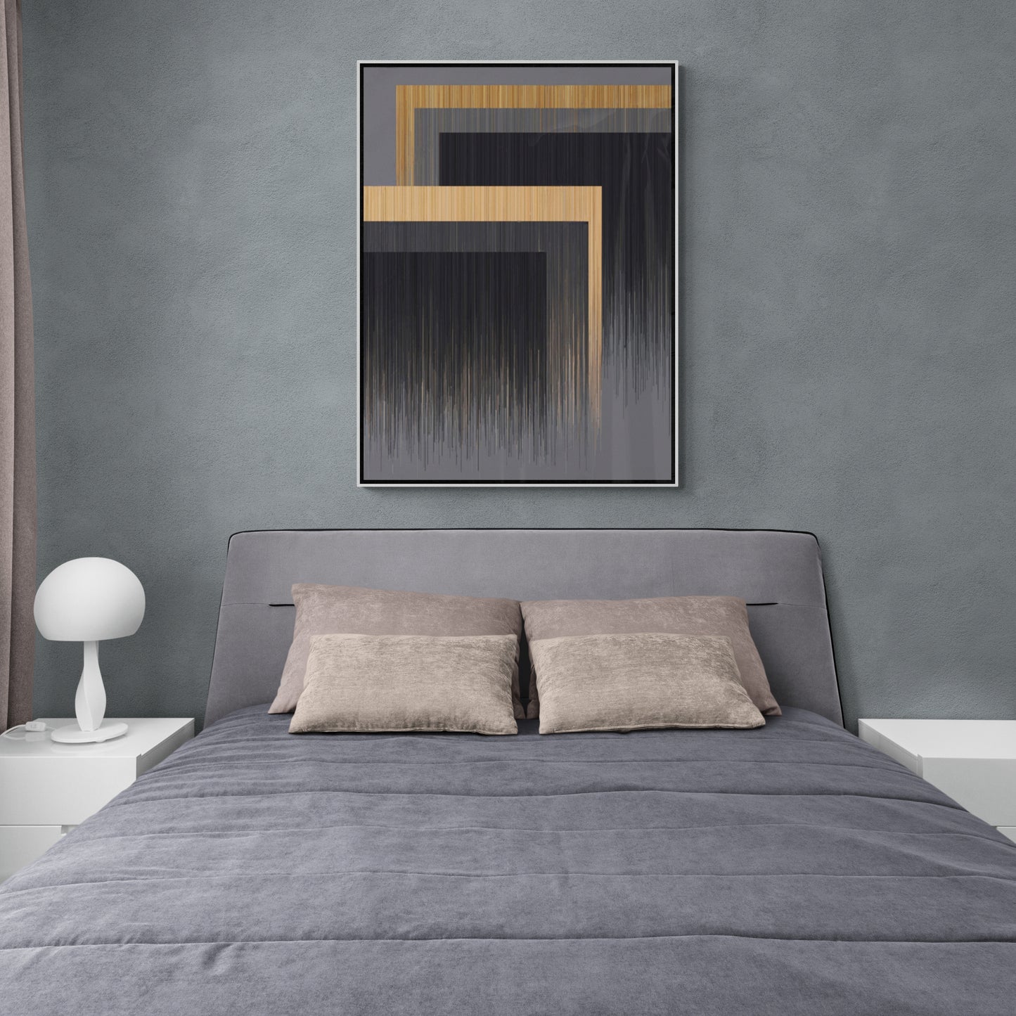 Geometrische Wandkunst, abstrakter gerahmter Kunstdruck, Kunstwerk in schwebendem Aluminiumrahmen, Geschenk für ihn, große Wandkunst, zeitgenössisches Kunstwerk