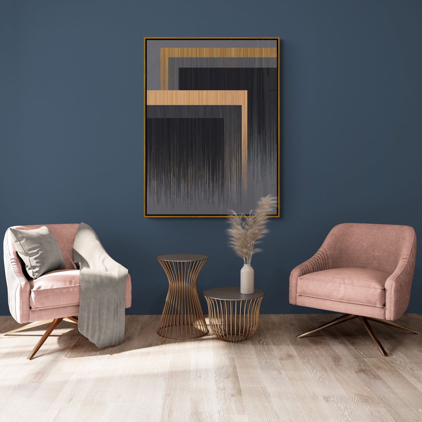 Geometrische Wandkunst, abstrakter gerahmter Kunstdruck, Kunstwerk in schwebendem Aluminiumrahmen, Geschenk für ihn, große Wandkunst, zeitgenössisches Kunstwerk