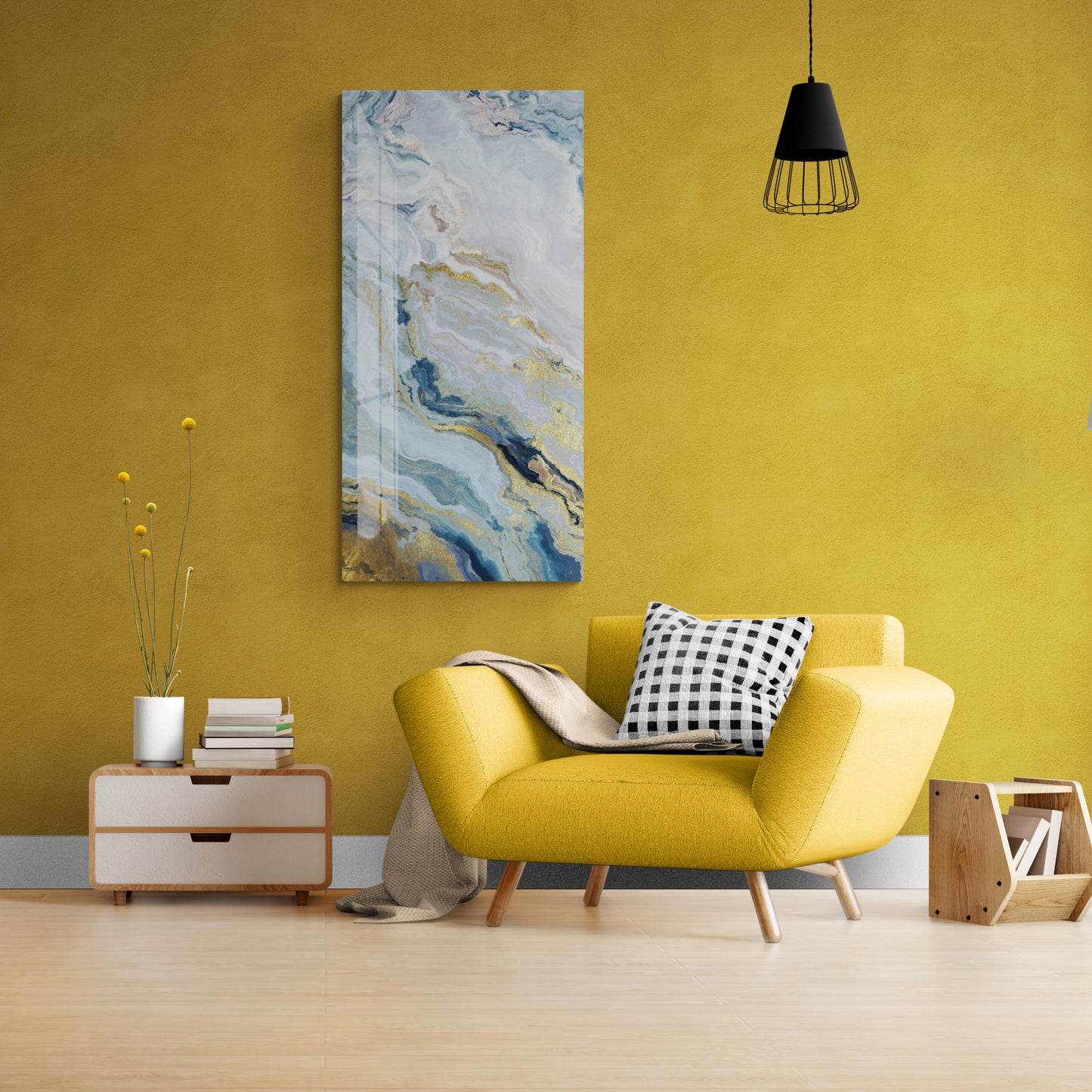 Abstrakte Wandkunst, Marmor-Leinwanddruck, modernes gerahmtes Kunstwerk, blau-weiße Wandkunst, Wohnzimmer-Wandkunst, Geschenk für ihn