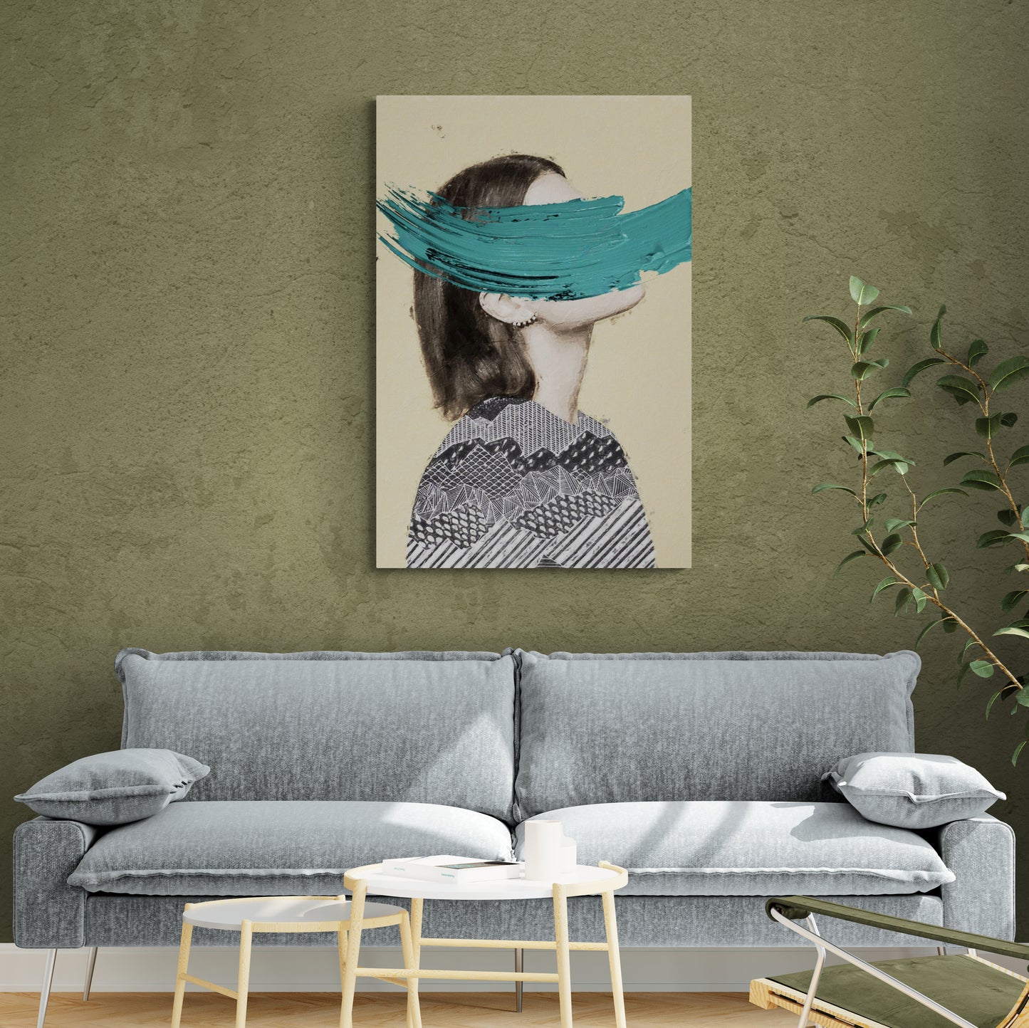 Kunstdruck Frauenportrait, moderne Wandkunst, stylischer gerahmter Leinwanddruck, großes druckbares Kunstwerk, Wandkunst über dem Bett, Geschenk für Frau