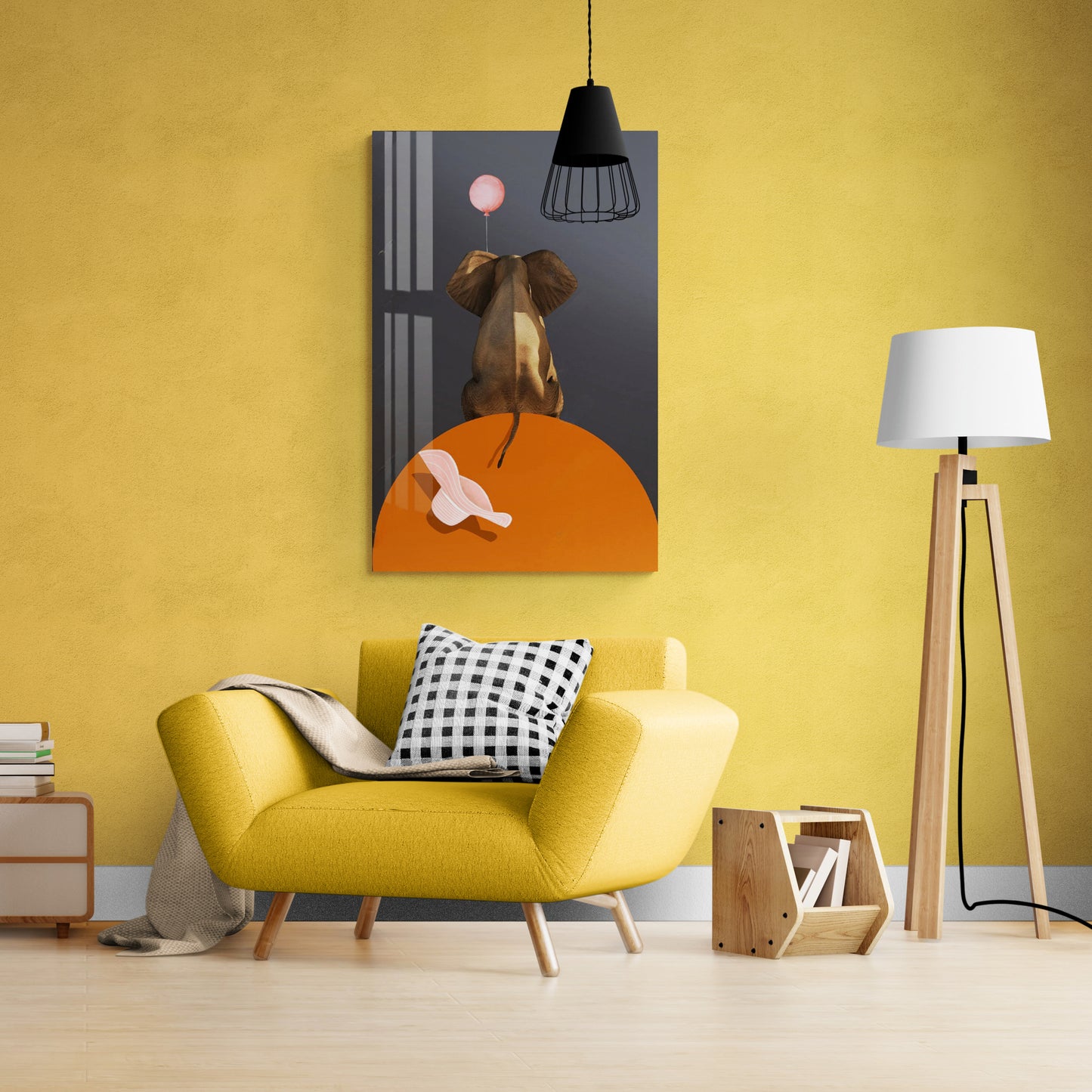 Elefanten-Wandkunst, Tier-Leinwanddruck, moderner Kunstdruck, stilvolle gerahmte Wandkunst, niedliche Wandkunst, druckbares Kunstwerk in Grau und Orange, Wandkunst fürs Kinderzimmer, Kunstdruck fürs Kinderzimmer, Geburtstagsgeschenk