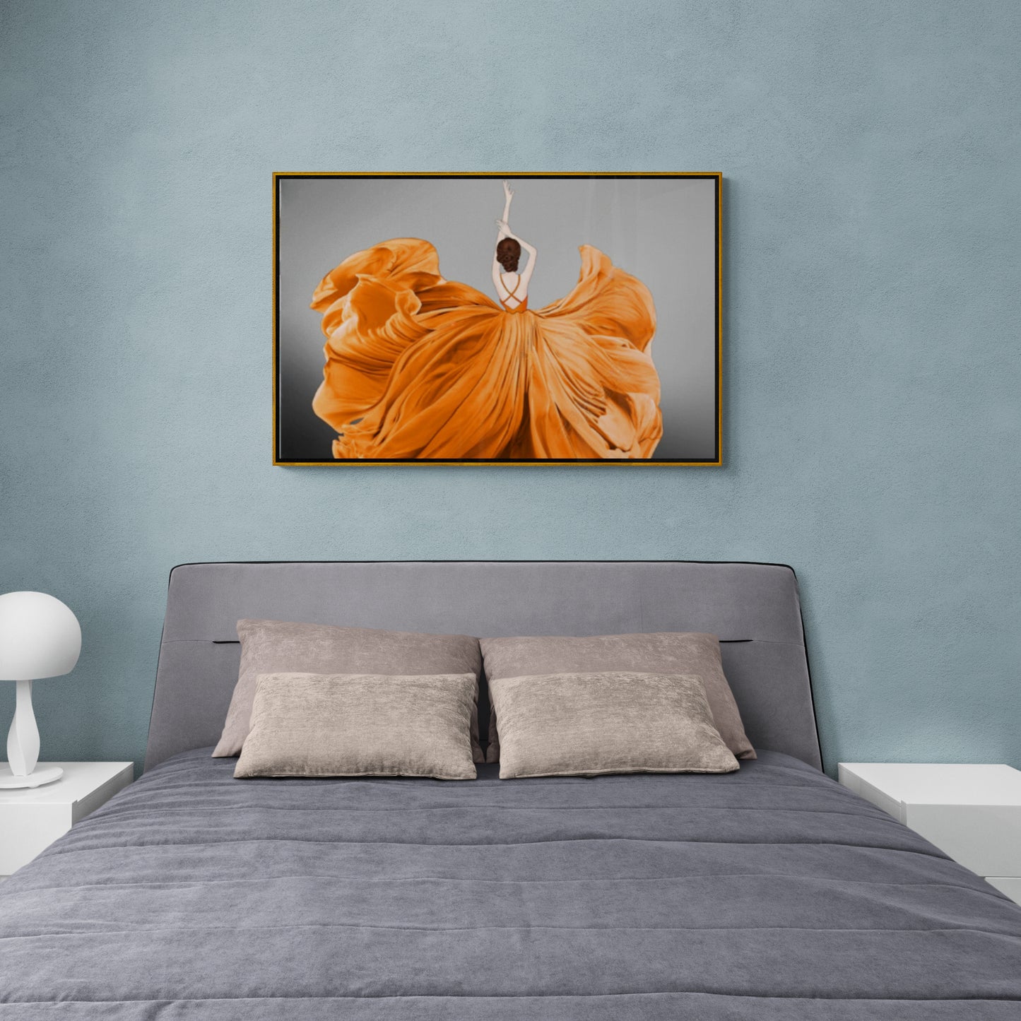 Moderne Wandkunst, stylischer Kunstdruck, großer Leinwanddruck über dem Bett, Wandkunst mit Frau, stylisches Kunstwerk, vertikale Wandkunst, Geschenk für Sie