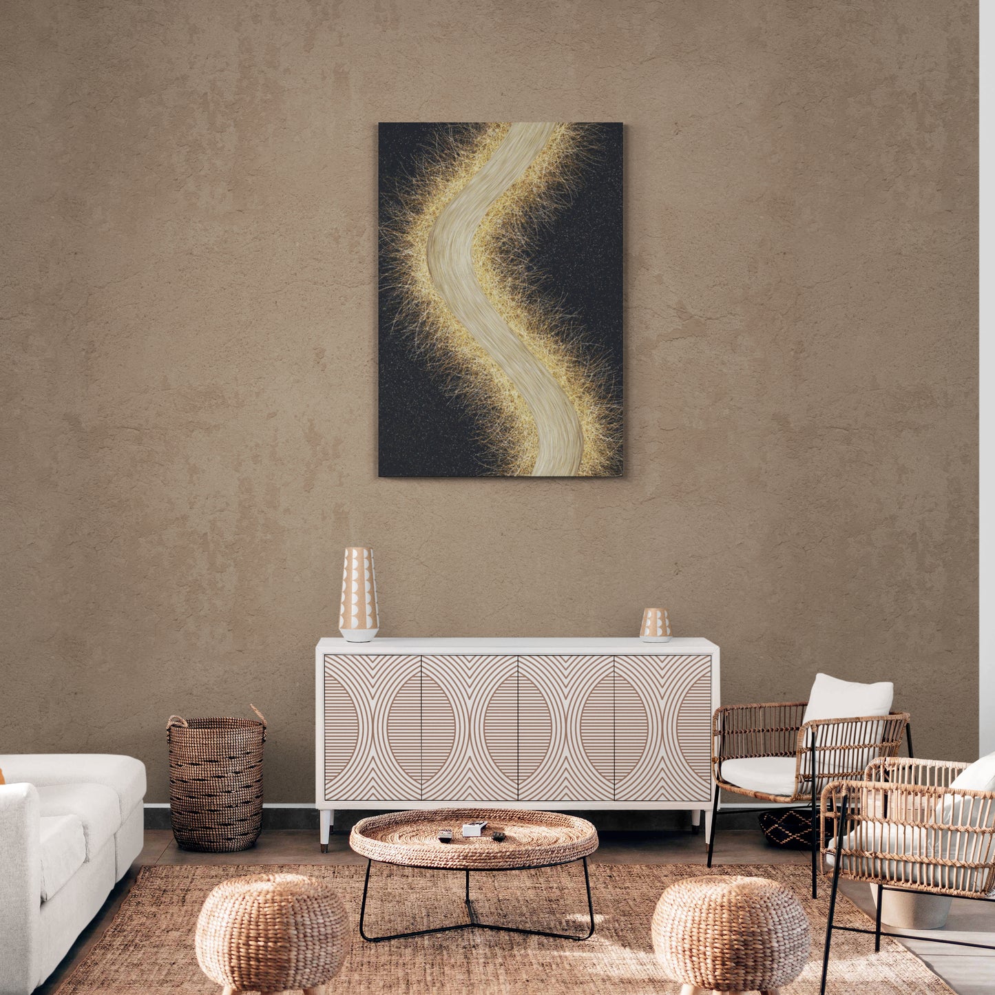 Abstrakte gerahmte Wandkunst, Zeitgenössische Wandkunst, Fantasy-Kunstwerk fürs Wohnzimmer, Geschenk für Ihn, Büro-Wandkunst