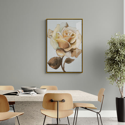 Gerahmte florale Wandkunst, großer Blumen-Leinwanddruck, botanischer Kunstdruck für Wohnzimmer, große Wandkunst mit Rose, druckbare Wandkunst als Geschenk