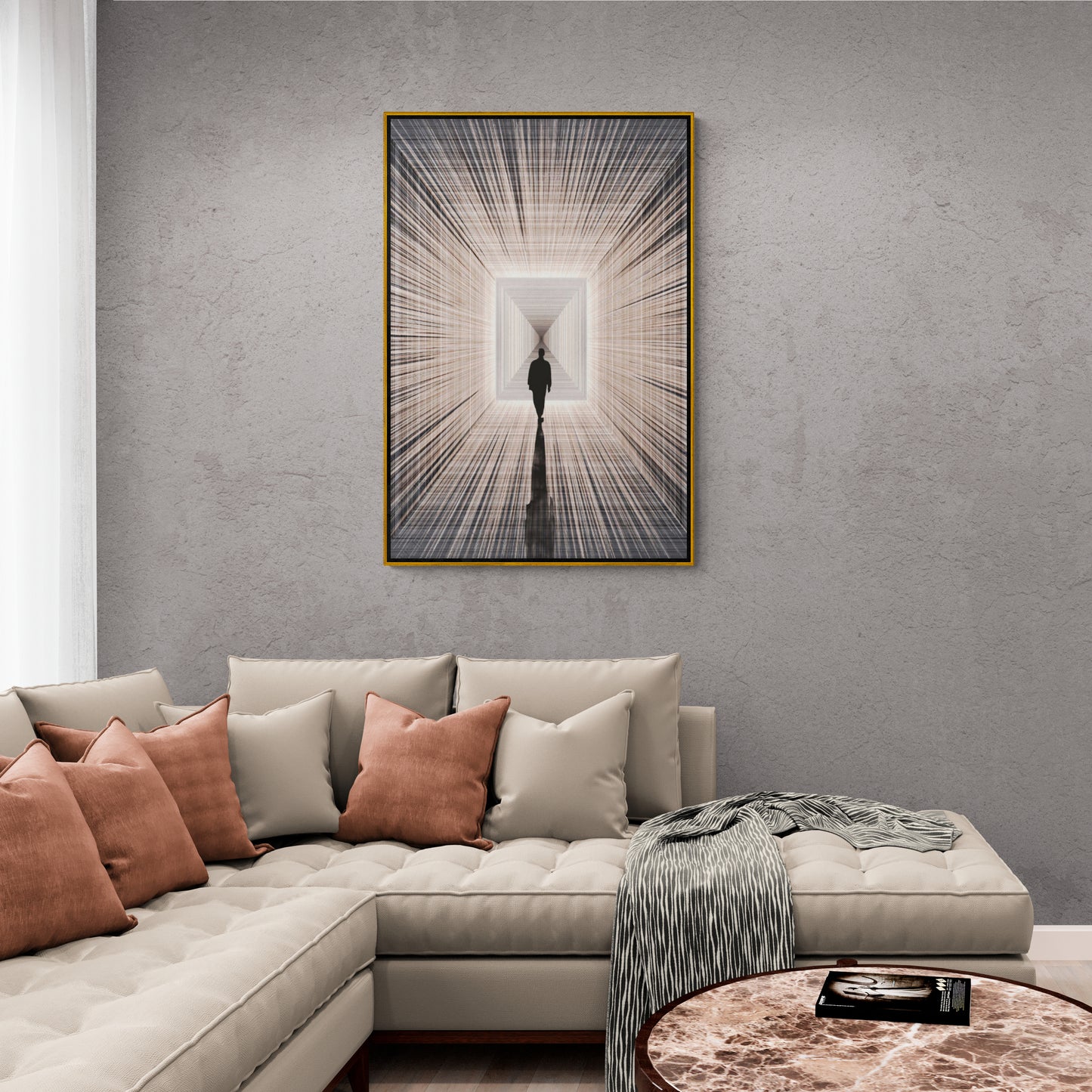 Große abstrakte gerahmte Wandkunst, Zeitgenössischer Leinwanddruck, Dunkles Kunstwerk, Moderne Wandkunst für Wohnzimmer