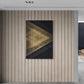 Dreieckige Wandkunst, abstrakter schwarz-goldener Leinwanddruck, großer moderner Kunstdruck, konzeptuelle Wandkunst, gerahmte Wandkunst für Wohnzimmer, Geschenk-Wandkunst