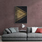 Dreieckige Wandkunst, abstrakter schwarz-goldener Leinwanddruck, großer moderner Kunstdruck, konzeptuelle Wandkunst, gerahmte Wandkunst für Wohnzimmer, Geschenk-Wandkunst