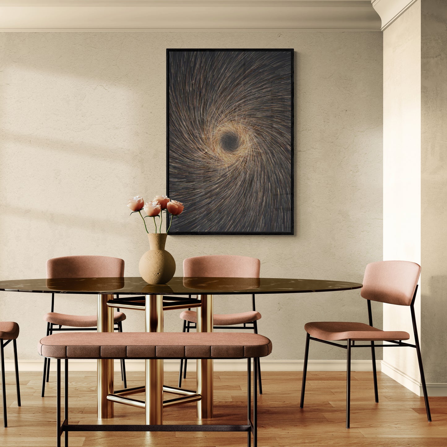 Abstrakte Wandkunst, moderner Kunstdruck auf Leinwand, gerahmte zeitgenössische Wandkunst, große schwarz-goldene Wandkunst, Wohnzimmer-Kunstwerk, Geschenk für ihn