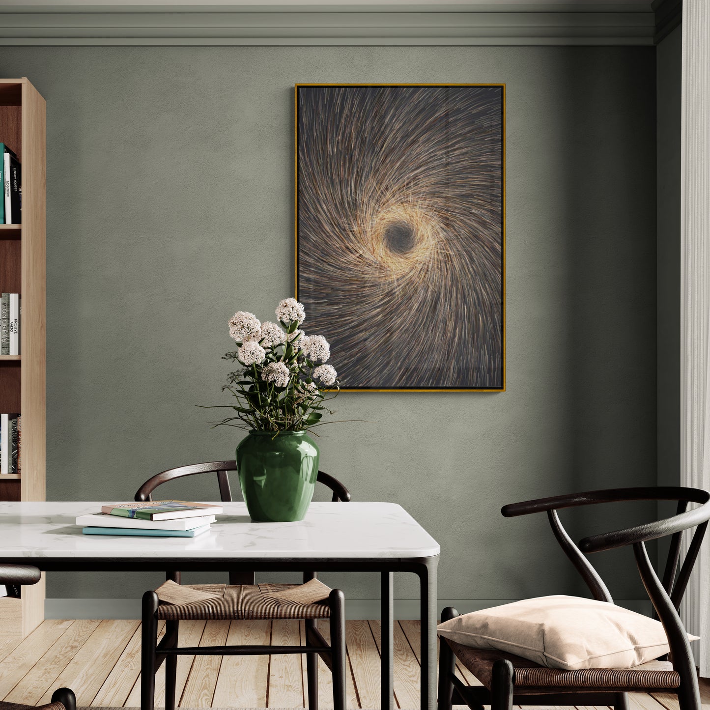 Abstrakte Wandkunst, moderner Kunstdruck auf Leinwand, gerahmte zeitgenössische Wandkunst, große schwarz-goldene Wandkunst, Wohnzimmer-Kunstwerk, Geschenk für ihn