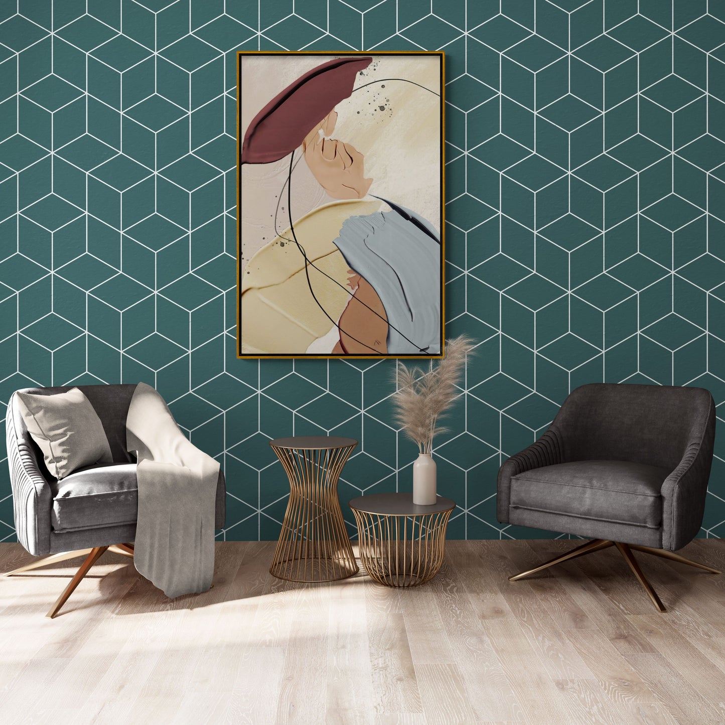 Großer gerahmter abstrakter Kunstdruck, zeitgenössischer Leinwanddruck, moderne druckbare Wandkunst, Kunstwerk mit Ölgemälde-Effekt, Wandkunst für Schlafzimmer, Wohnzimmer, Büro