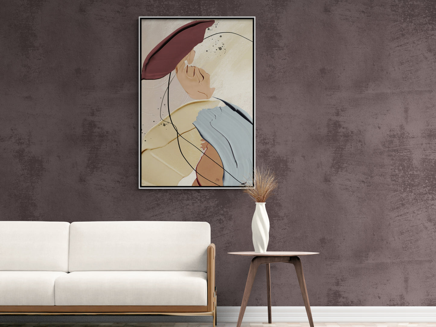 Großer gerahmter abstrakter Kunstdruck, zeitgenössischer Leinwanddruck, moderne druckbare Wandkunst, Kunstwerk mit Ölgemälde-Effekt, Wandkunst für Schlafzimmer, Wohnzimmer, Büro