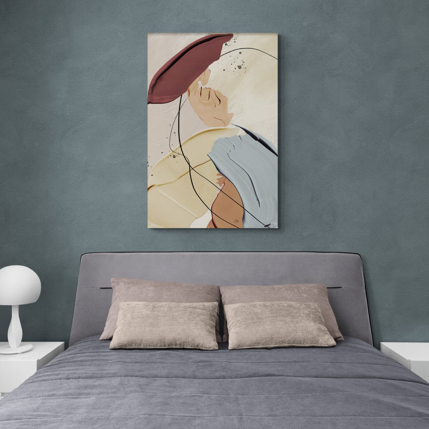 Großer gerahmter abstrakter Kunstdruck, zeitgenössischer Leinwanddruck, moderne druckbare Wandkunst, Kunstwerk mit Ölgemälde-Effekt, Wandkunst für Schlafzimmer, Wohnzimmer, Büro