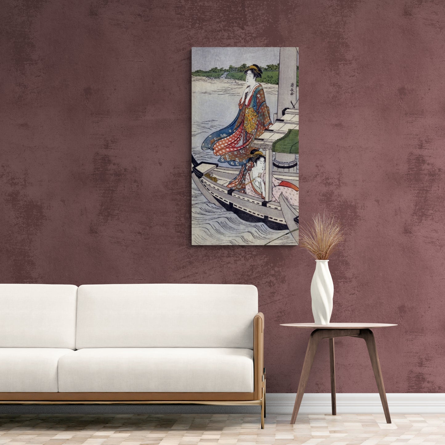 Gerahmte orientalische Wandkunst, Chinoiserie-Leinwanddruck, Geisha-Wandkunst, Bild mit Frau, asiatisches Frauenkunstwerk, Wandkunst mit Aluminiumrahmen