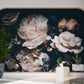 Dunkle Blumentapete, Pfingstrosen-Tapete zum Abziehen und Aufkleben, Extra großes florales Wandbild, Große Blumentapete, Temporäres Wandbild für Schlafzimmer