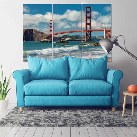 Golden Gate Bridge Druck San Francisco Wandkunst Kalifornien Wandkunst Home Wanddekoration Blaues Meer Wandkunst Meereswellen Kunst