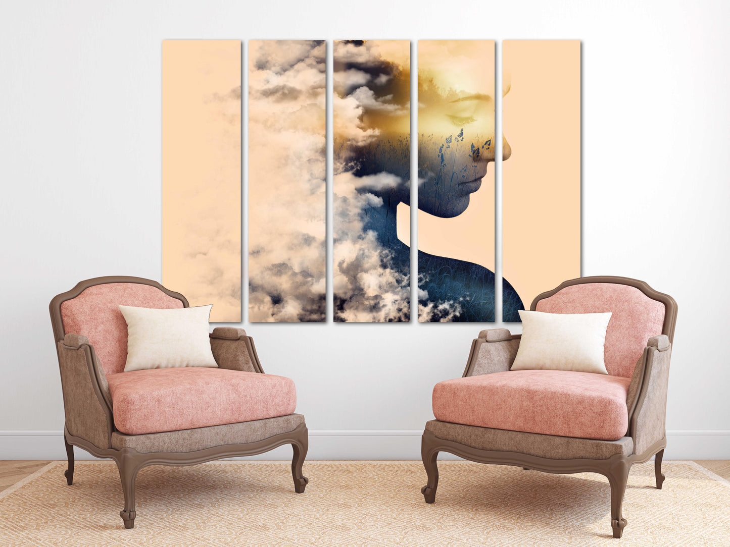 Gemälde Frauengesichter Wandkunst Gemälde auf Leinwand, Frauen Wandkunst, Wohnwanddekor, Leinwandgemälde, abstrakte Malerei, Wohngemälde