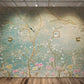 Chinoiserie-Tapete, große Tapete mit Vögeln und Bäumen, asiatisches botanisches Wandbild, abnehmbare Akzenttapete, selbstklebende Tapete, abziehbares und aufklebbares Wandbild aus Leinwand