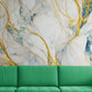 Extra große abstrakte Tapete für Wohnzimmer, Schlafzimmer, Büro, blaues, goldenes und weißes Wandbild, abnehmbare Tapete