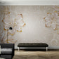 Extra große Blumentapete, weiß-goldenes Wandbild, Luxustapete mit Blumen, selbstklebendes Wandbild für Schlafzimmer