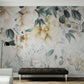 Große Blumentapete, botanisches Wandbild zum Abziehen und Aufkleben, temporäre Tapete mit Blumen, Abzieh- und Aufklebetapete, Leinwandtapete