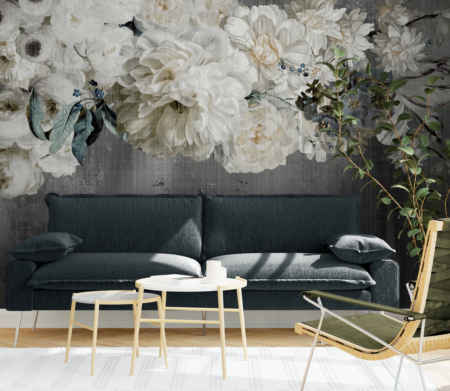 Blumen Wandbild, große Blumen Tapete abziehen und aufkleben, Akzent Wandbild über dem Bett, selbstklebende botanische Tapete Wandbild, Schlafzimmer Tapete