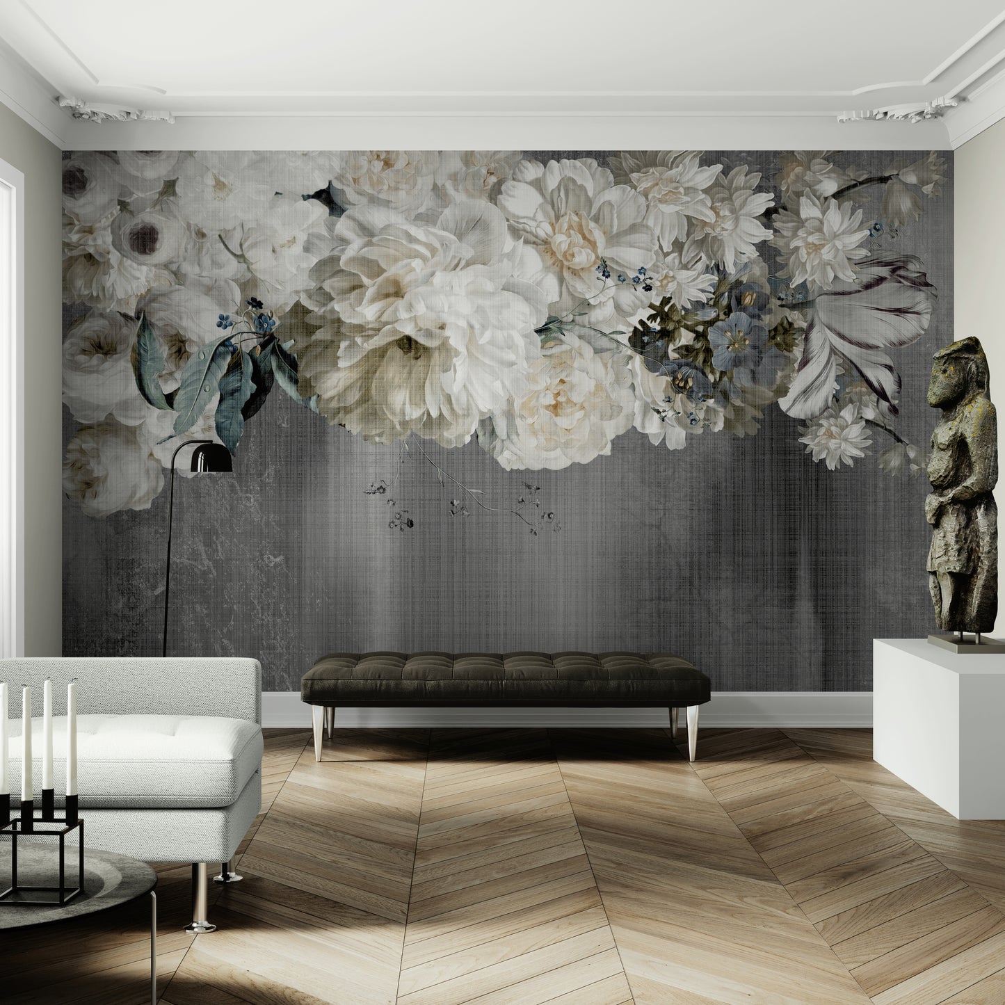 Blumen Wandbild, große Blumen Tapete abziehen und aufkleben, Akzent Wandbild über dem Bett, selbstklebende botanische Tapete Wandbild, Schlafzimmer Tapete