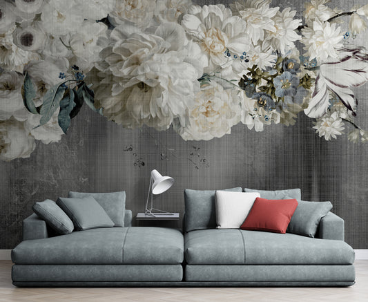 Blumen Wandbild, große Blumen Tapete abziehen und aufkleben, Akzent Wandbild über dem Bett, selbstklebende botanische Tapete Wandbild, Schlafzimmer Tapete